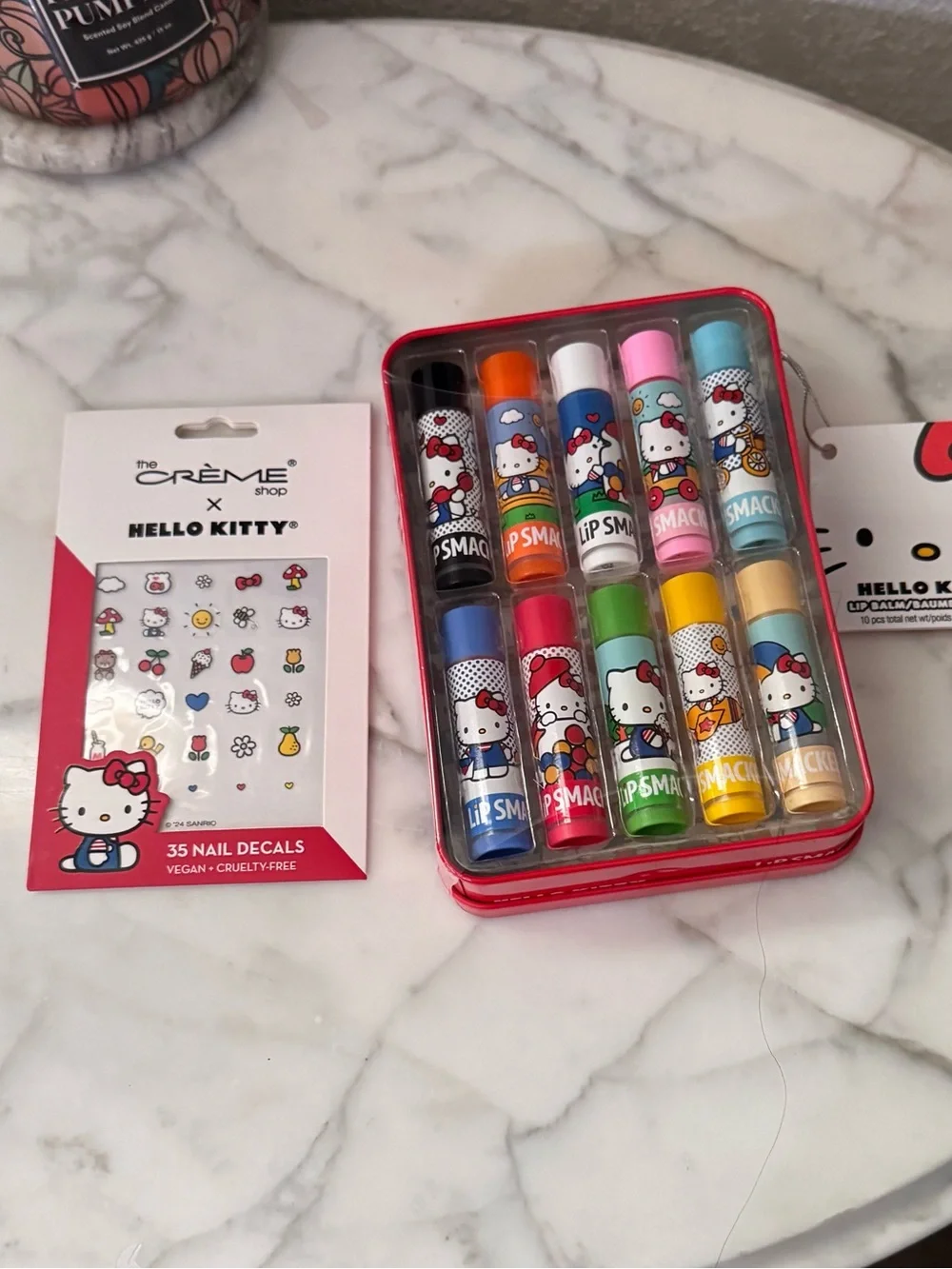 Hello Kitty Kids Colorful Lip Balm Set - Assorted Colors plus nail decals, party